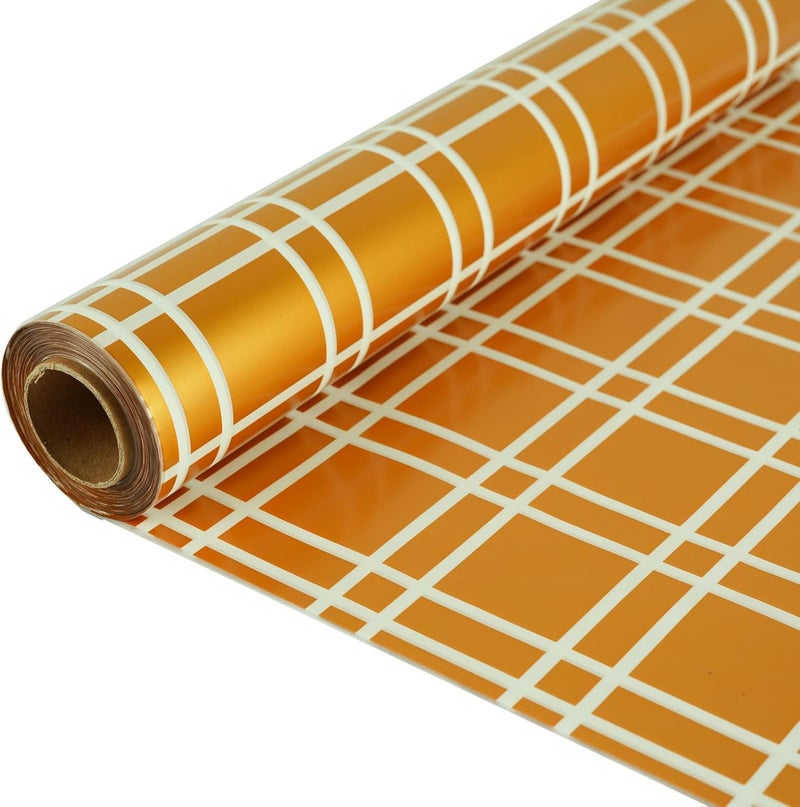 CMFYHM Christmas Cellophane Wrap Roll (34" x 100’Ft) 3 Mil Thicken Long Film Gift Wrappings for Autumn Thanksgiving Baskets, Box,Wine, Christmas Decor(Gold And White) - Image 1